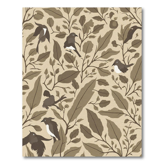 Earthy Birds and Foliage Medley Rug