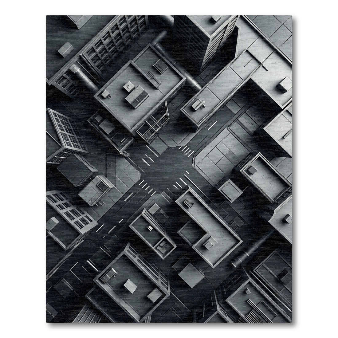 Monochromatic Urban Aerial Grid Rug