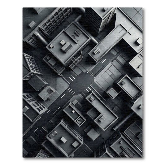 Monochromatic Urban Aerial Grid Rug