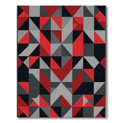 Geometric Red Black Gray Shapes Rug