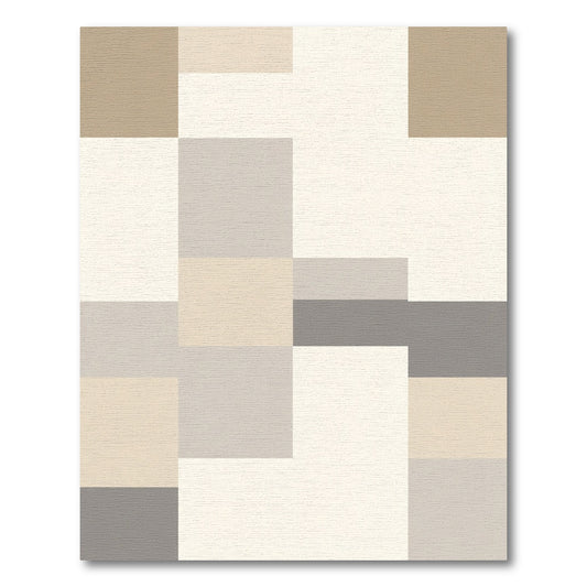 Neutral Tones Geometric Block Rug