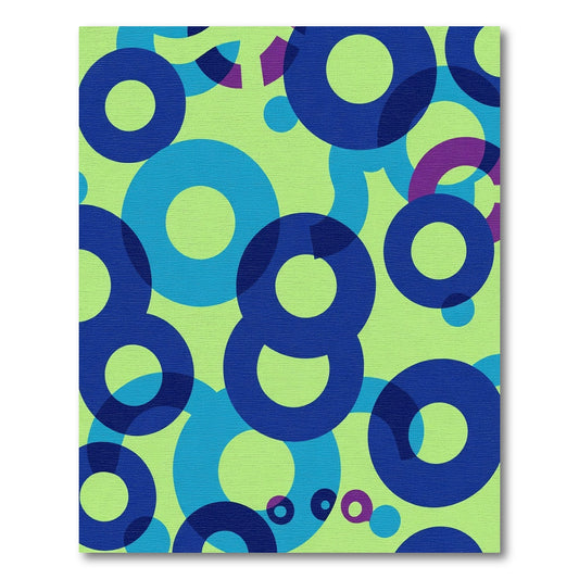 Retro Blue Circle Blend Rug
