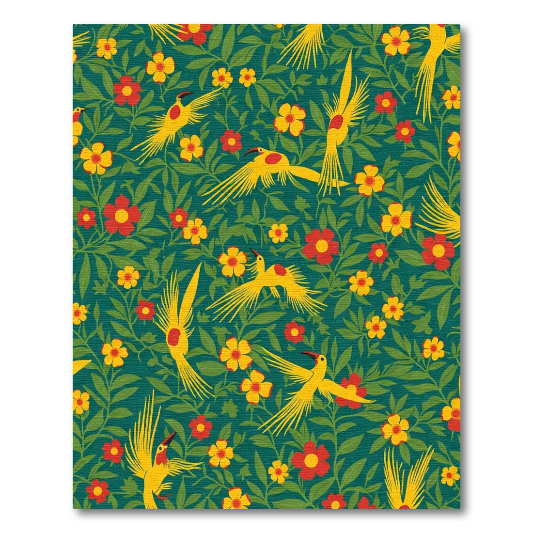 Emerald Green Tropical Bird Garden Rug