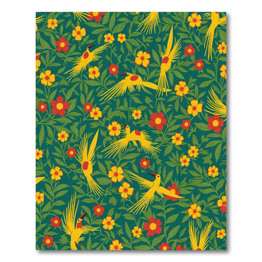 Emerald Green Tropical Bird Garden Rug