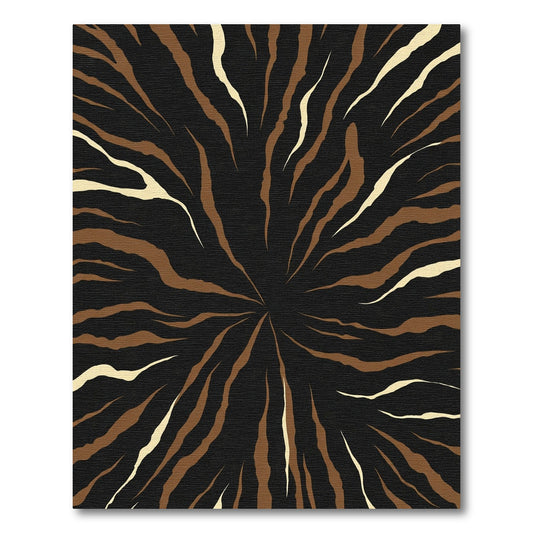 Brown Cream Radial Stripe Rug