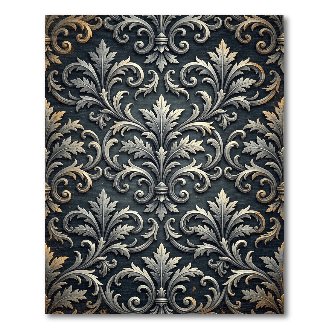 Ornate Silver Leaf Arabesque Rug