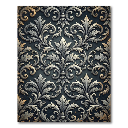 Ornate Silver Leaf Arabesque Rug