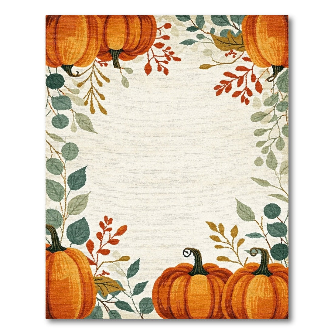Autumn Orange Pumpkins Foliage Border Rug