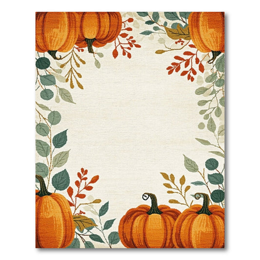 Autumn Orange Pumpkins Foliage Border Rug