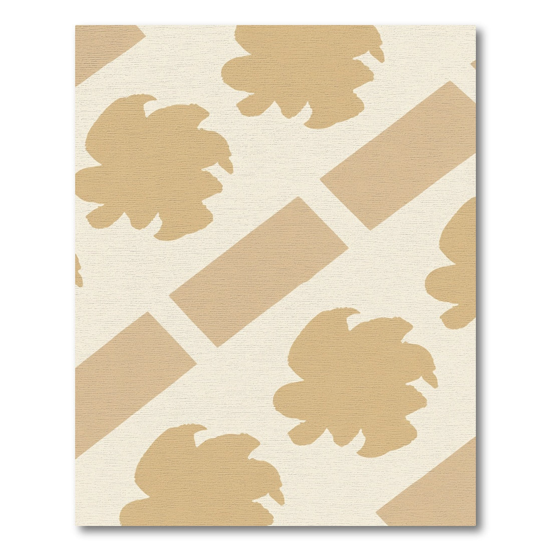Tan Floral Abstract Blocks Rug
