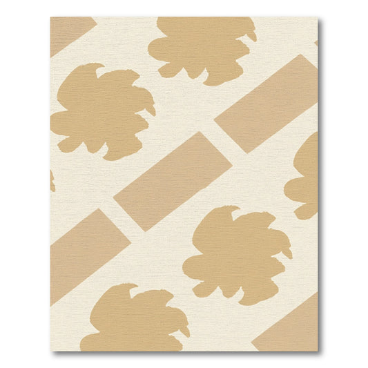 Tan Floral Abstract Blocks Rug