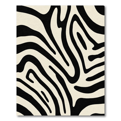 Cream Black Wavy Animal Print Rug