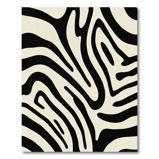 Cream Black Wavy Animal Print Rug