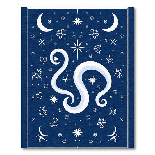Celestial Blue Moon Star Swirl Rug