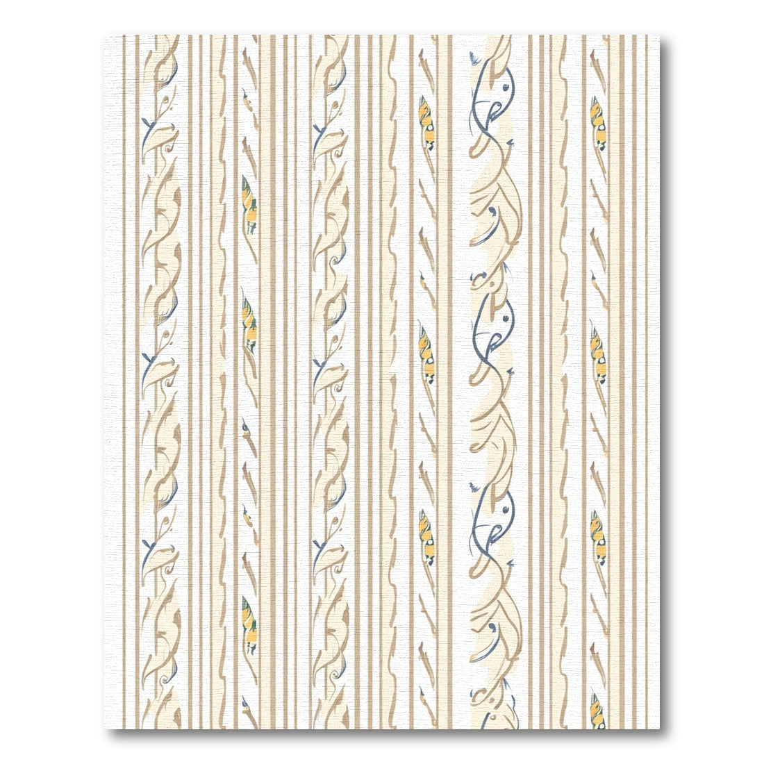 Neutral Cream Floral Vine Stripe Rug