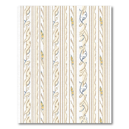 Neutral Cream Floral Vine Stripe Rug
