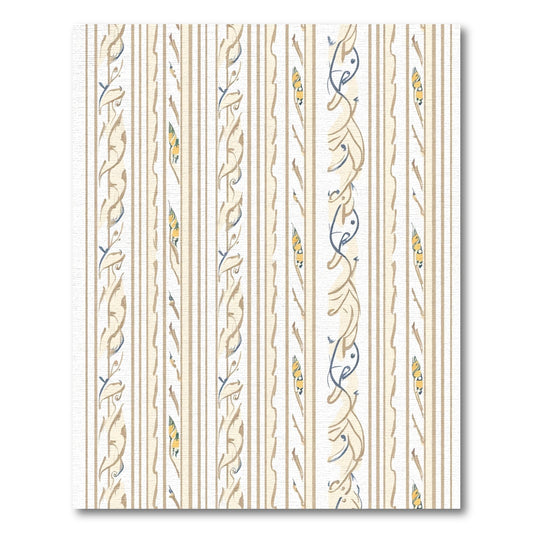 Neutral Cream Floral Vine Stripe Rug