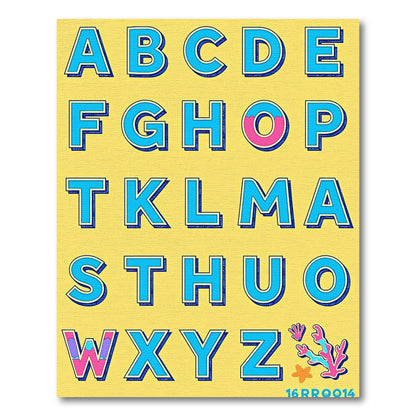 Retro Alphabet With Coral Accents Rug