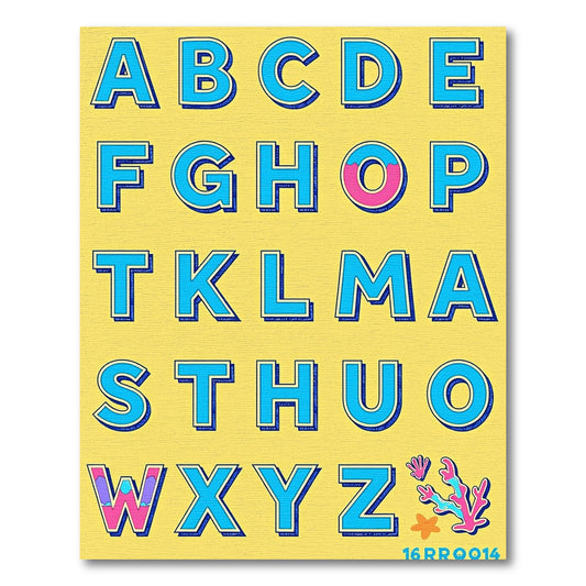 Retro Alphabet With Coral Accents Rug