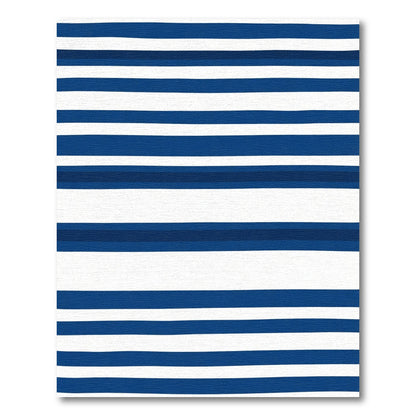 Bold Navy White Horizontal Stripe Rug