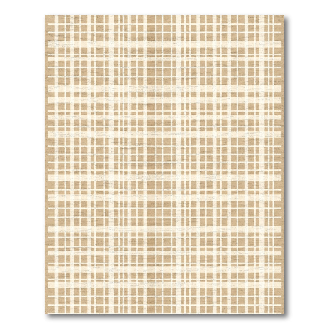 Earthy Beige Tan Plaid Fabric Rug