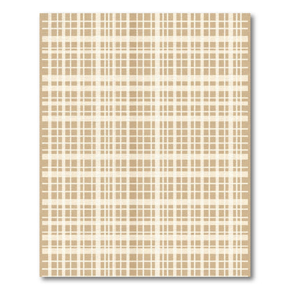 Earthy Beige Tan Plaid Fabric Rug