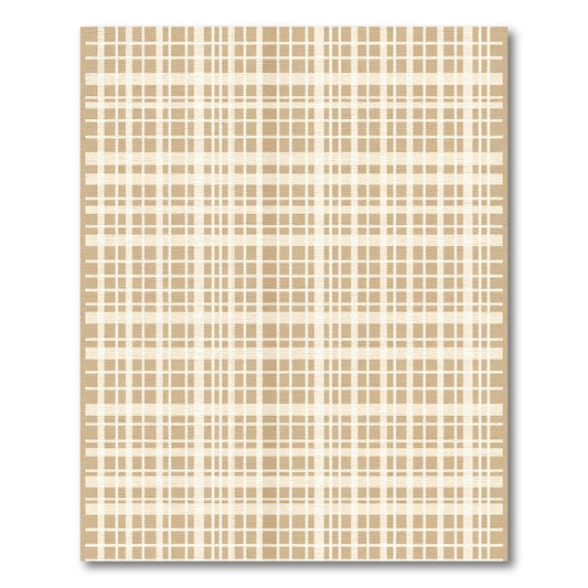 Earthy Beige Tan Plaid Fabric Rug