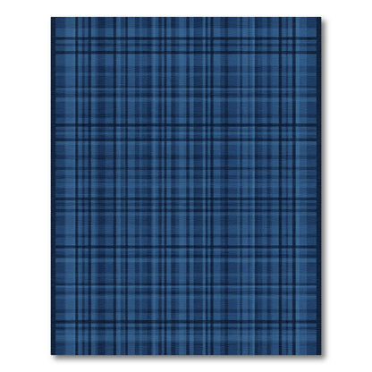 Deep Blue Plaid Grid Rug