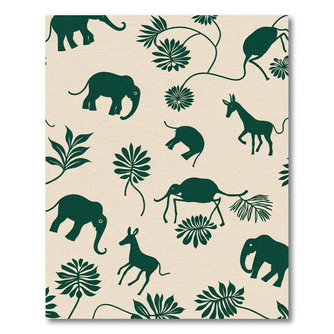 Deep Green Elephant Jungle Vine Rug