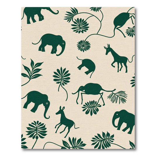 Deep Green Elephant Jungle Vine Rug
