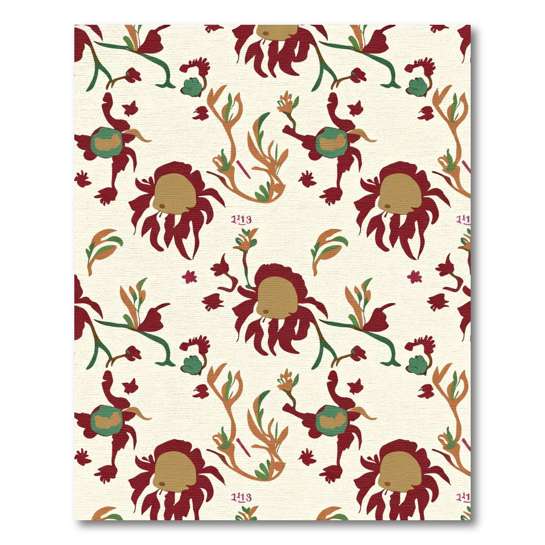 Crimson Golden Floral Vine Rug