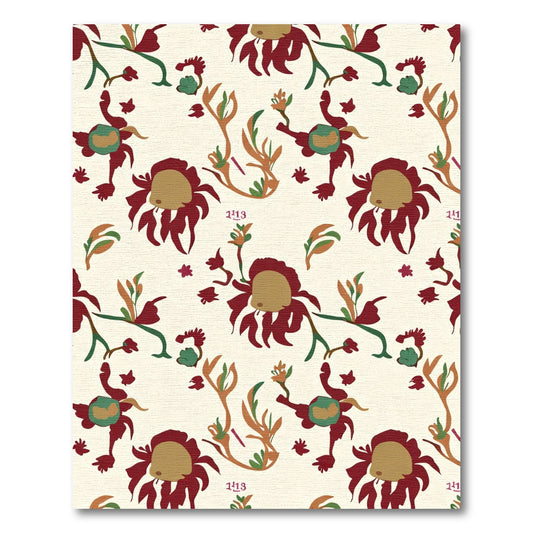 Crimson Golden Floral Vine Rug