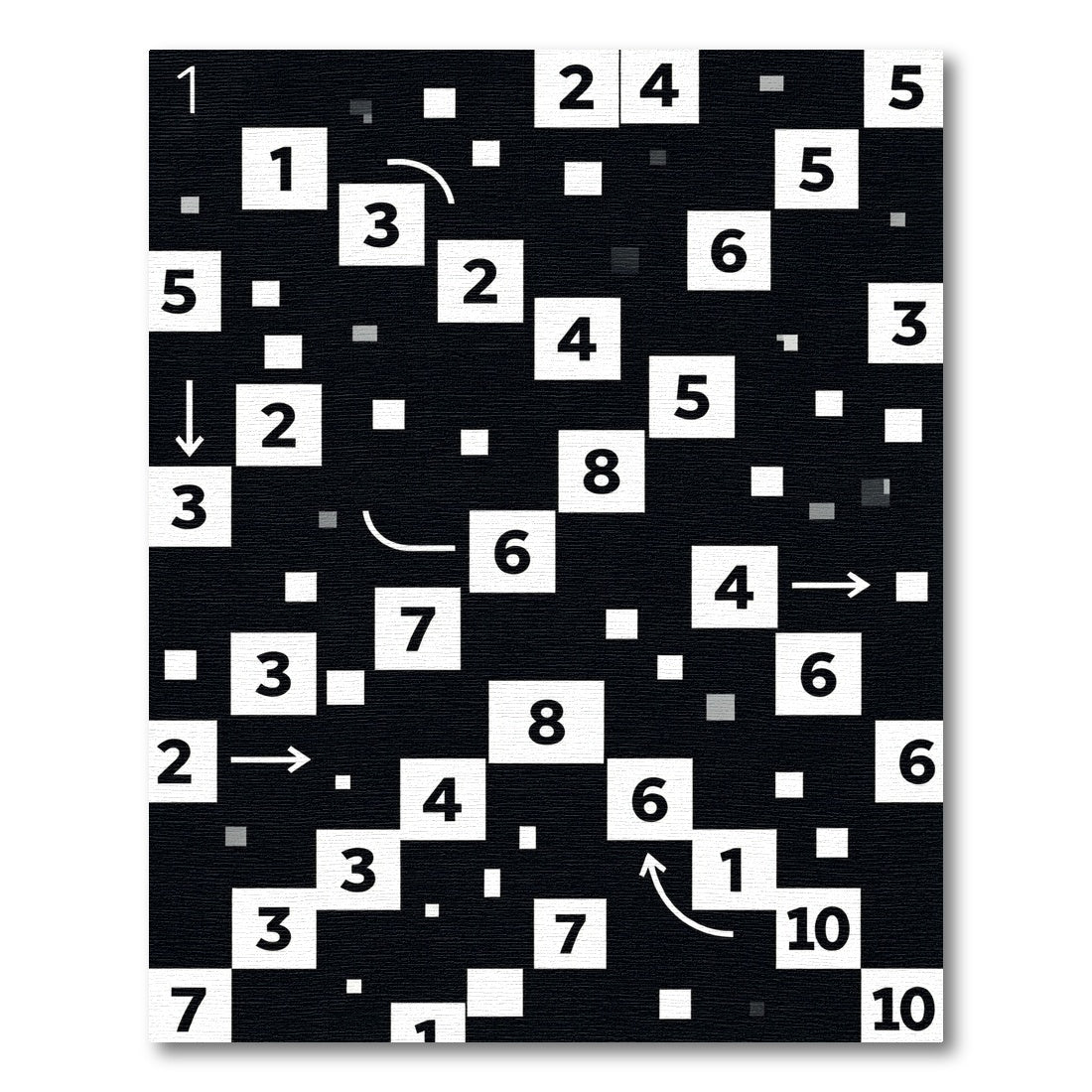 Black White Numeric Arrow Puzzle Rug