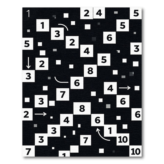 Black White Numeric Arrow Puzzle Rug