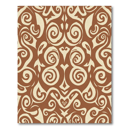 Brown Cream Swirling Arabesque Rug