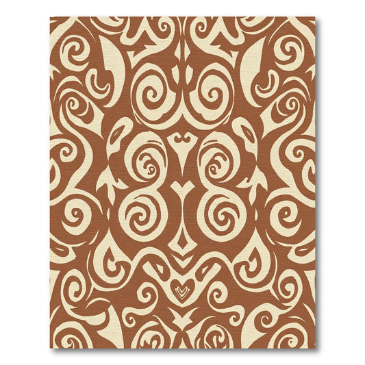 Brown Cream Swirling Arabesque Rug