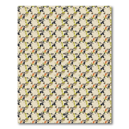 Abstract Birds In Olive And Orange Rug