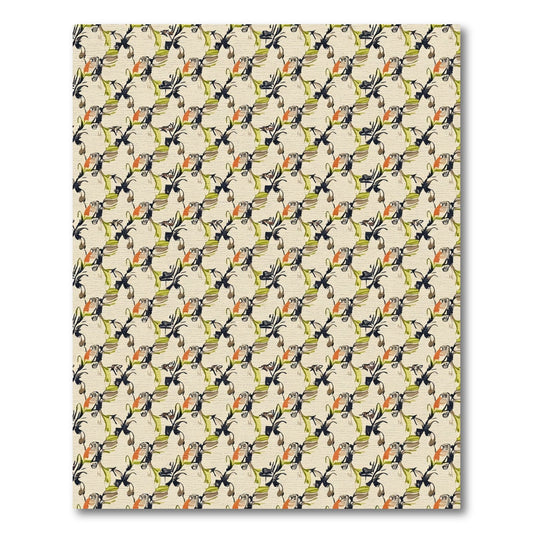 Abstract Birds In Olive And Orange Rug