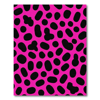 Vibrant Pink Black Spots Rug