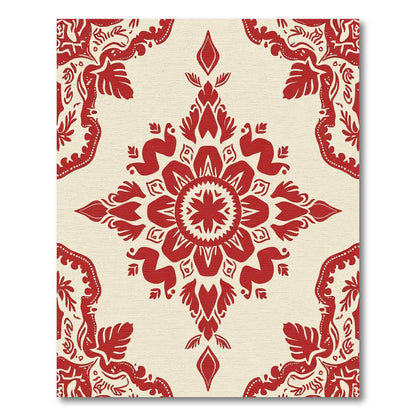 Crimson Floral Medallion Cream Rug