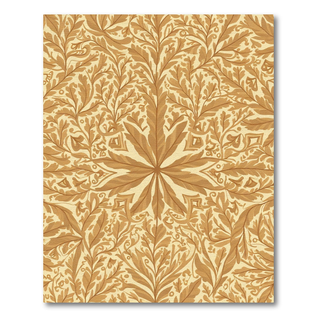Golden Oak Leaf Medallion Pattern Rug