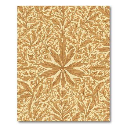 Golden Oak Leaf Medallion Pattern Rug