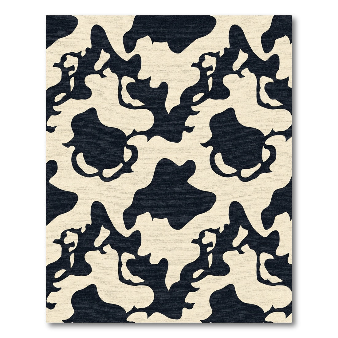 Cream and Black Abstract Animal Print Rug