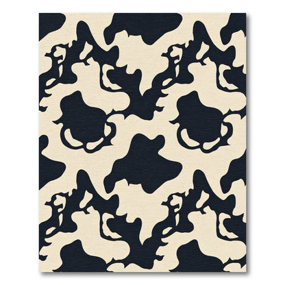 Cream and Black Abstract Animal Print Rug