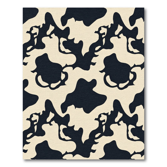 Cream and Black Abstract Animal Print Rug