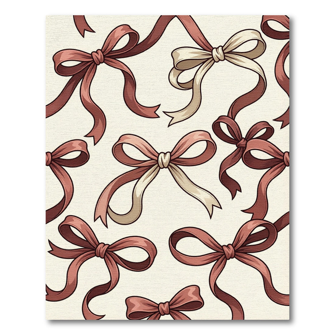 Elegant Dusty Rose Ribbon Motif Rug