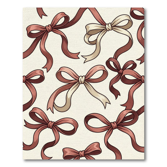 Elegant Dusty Rose Ribbon Motif Rug