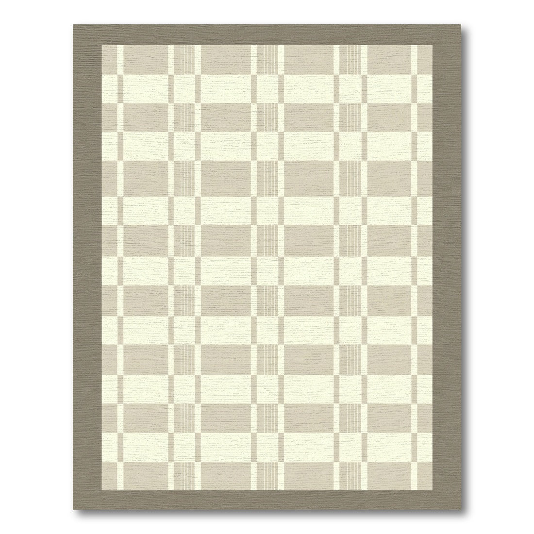 Soft Beige Grid Contemporary Rug