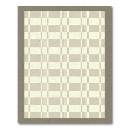Soft Beige Grid Contemporary Rug