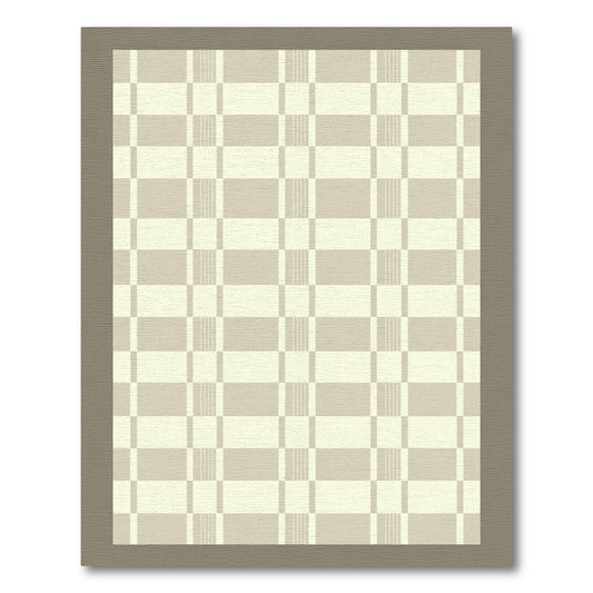 Soft Beige Grid Contemporary Rug